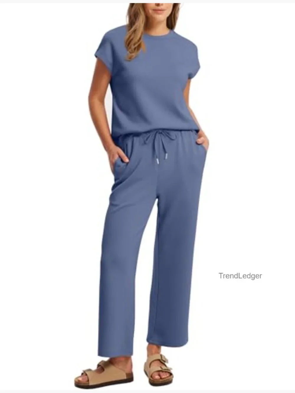 Two Piece Sets for Women Cap Sleeve Lounge Matching Outfits